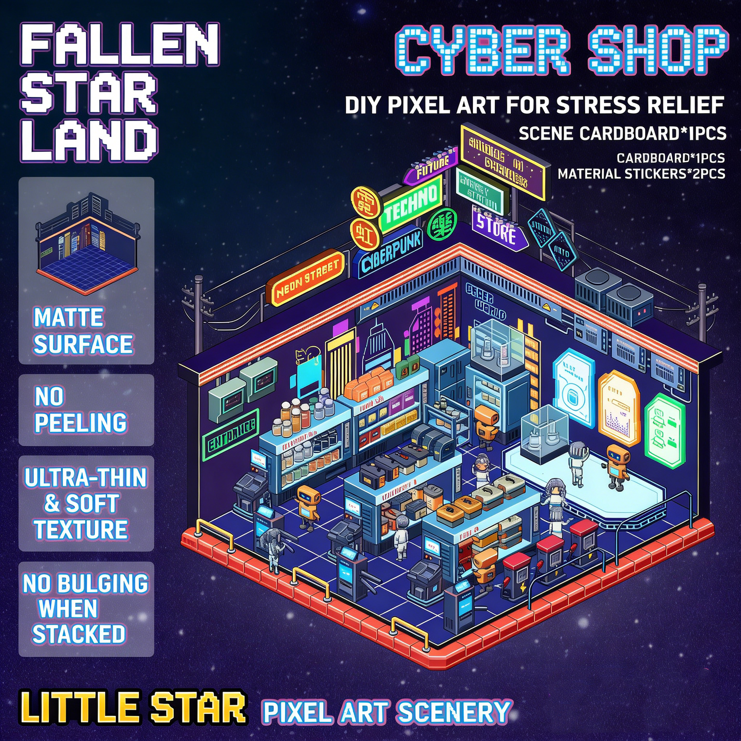The Land of Falling Stars 1.0 pixel DIY 3D Scene Stickers decompression DIY miniature space#165