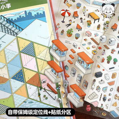 TELADO DIY 3D Scene Stickers Collection Book 8.0 Landscaping Stickers Fun Cartoon Three-dimensional Cabin Handbook Stickers Girls Children's Educational Toys DIY Adults Unzip Handbook Stickers Decorative Stickers#81
