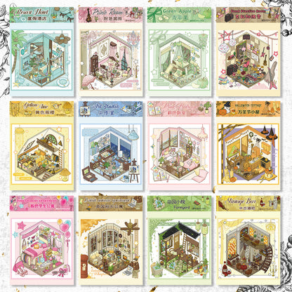 YiLan DIY 3D Scene Stickers [12 Scenes] Modern Architectural Art Miniature Scene Collection Book #331