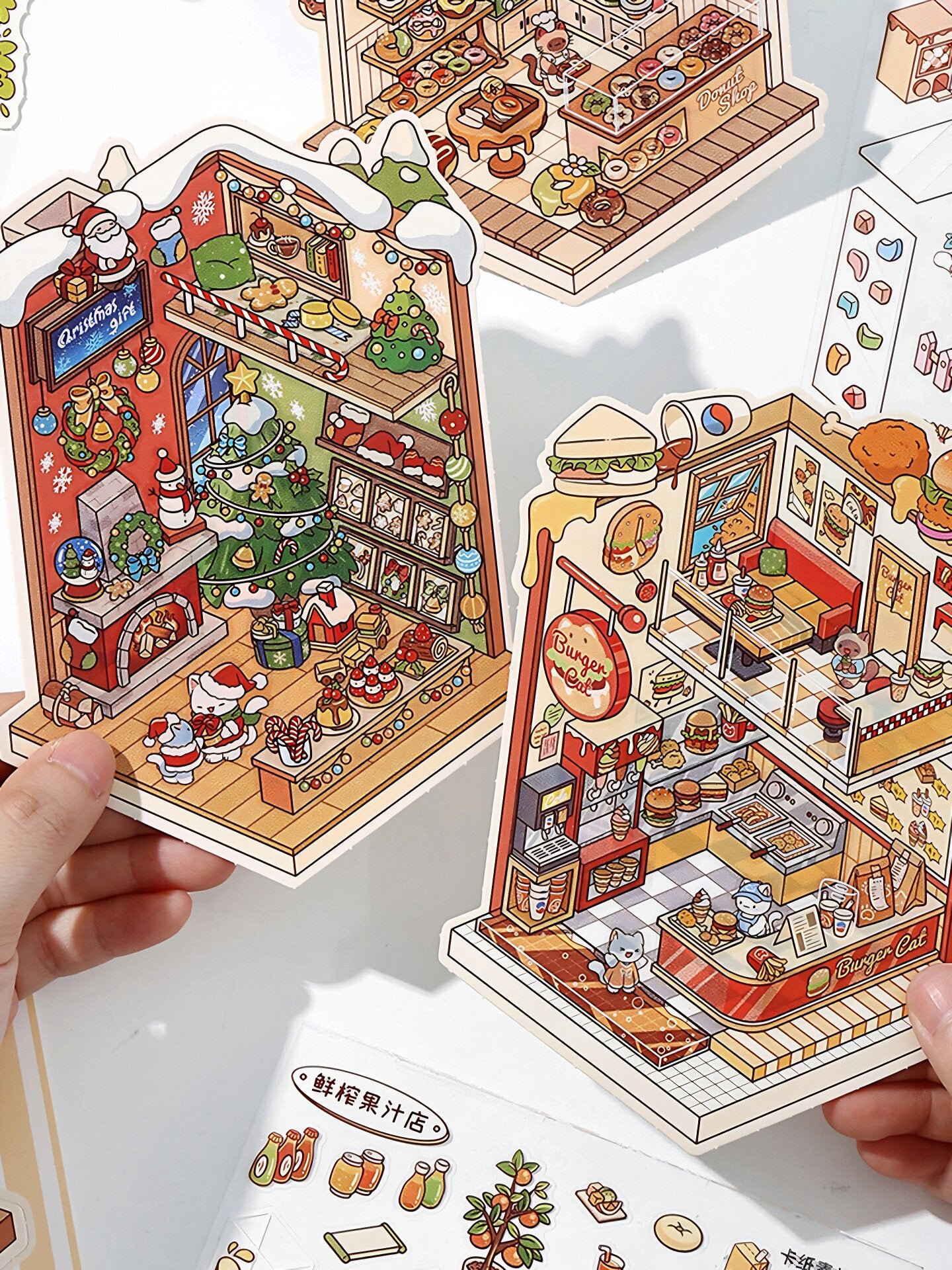 Infeelme new DIY 3D Scene Stickers collection of Meow Meow store is a miniature scene sticker book#157
