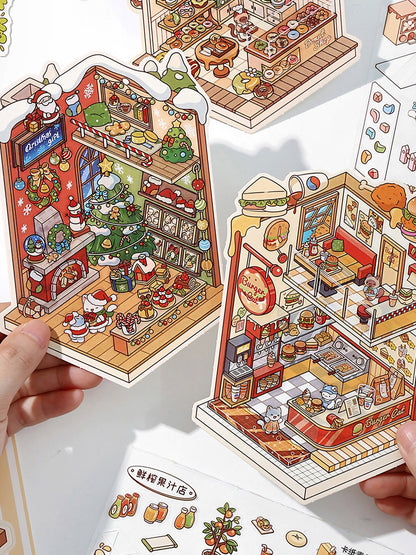 Infeelme new DIY 3D Scene Stickers collection of Meow Meow store is a miniature scene sticker book#157
