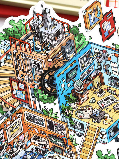 Infeelme's 38th play of DIY 3D Scene Stickers in open today, My Cabin Scene Miniature Landscaping Sticker Large#129