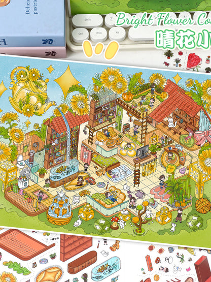YiLan DIY 3D Scene Stickers 144.0 Rose Manor Sunny Flower Cottage #240