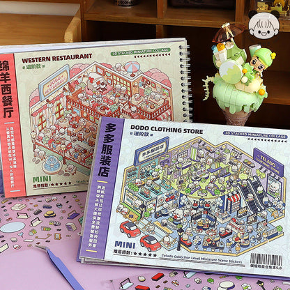 TELADO DIY 3D Scene Stickers Collection Ben 5.0 New Landscaping Sticker Scene Hand Account Sticker Set Three-dimensional Miniature Cabin Girls Children's Educational Toys DIY Hand Account Sticker Decorative Sticker#101
