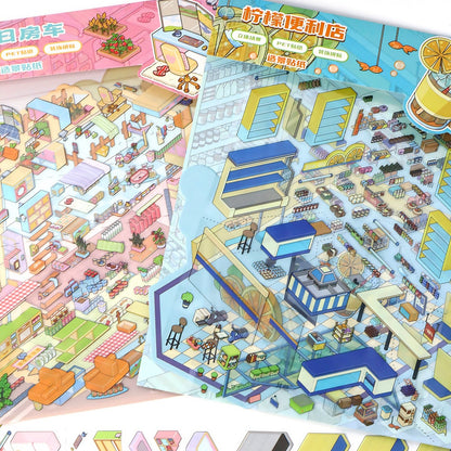 YiLan DIY 3D Scene Stickers 95.0 Lemon Convenience Store Doomsday RV High Difficulty Miniature Scene #251