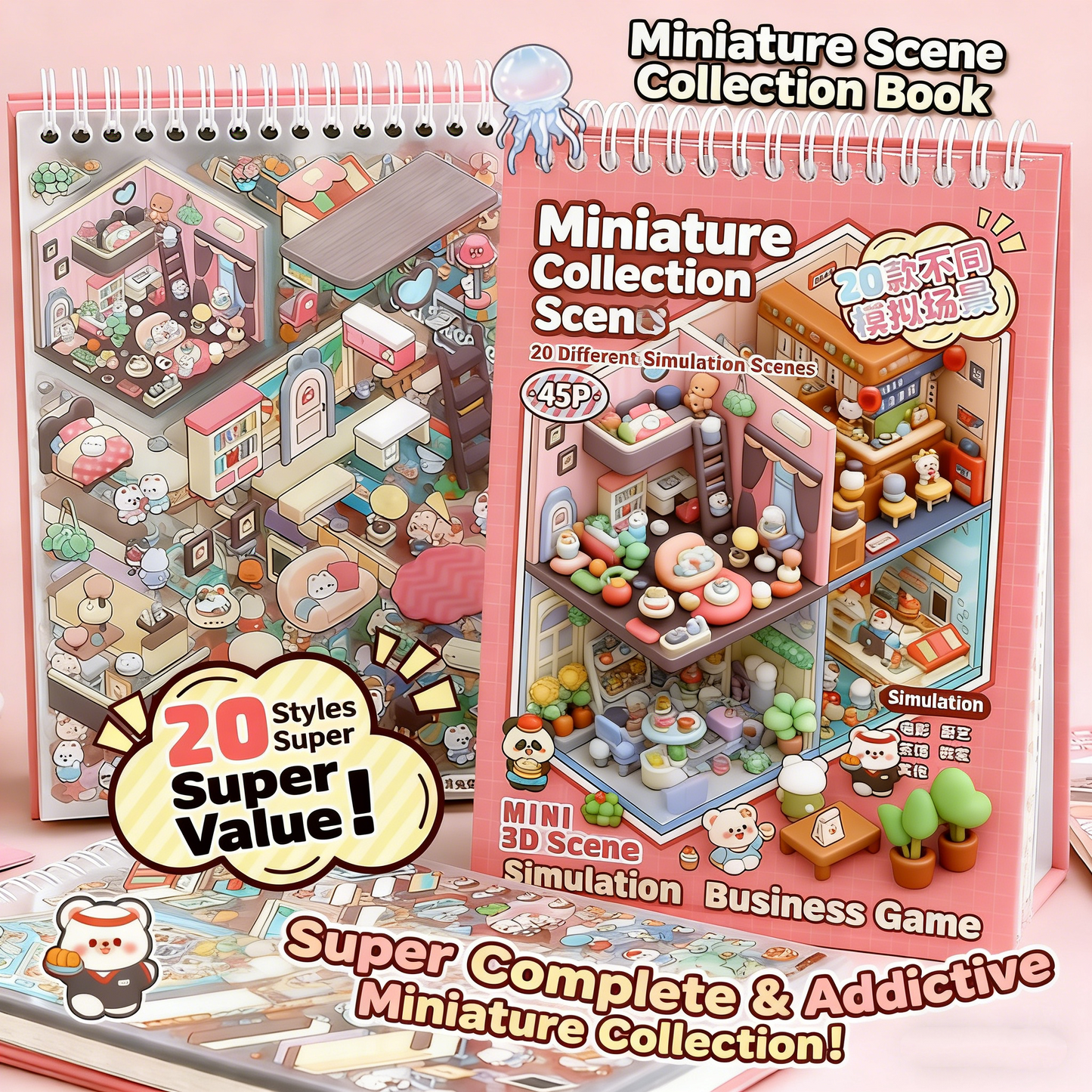 TELADO DIY 3D Scene Stickers Collection This Set Landscaping Stickers Hand Account Stickers Scene Stickers 3D Miniature Cabin Girls Children Educational Toys DIY Hand Account Stickers Decoration Creative Stickers#83