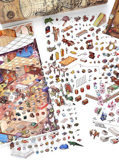 Infeelme's 37th play of DIY 3D Scene Stickers in open today, My Cabin Scene Miniature Landscaping Sticker Large#142