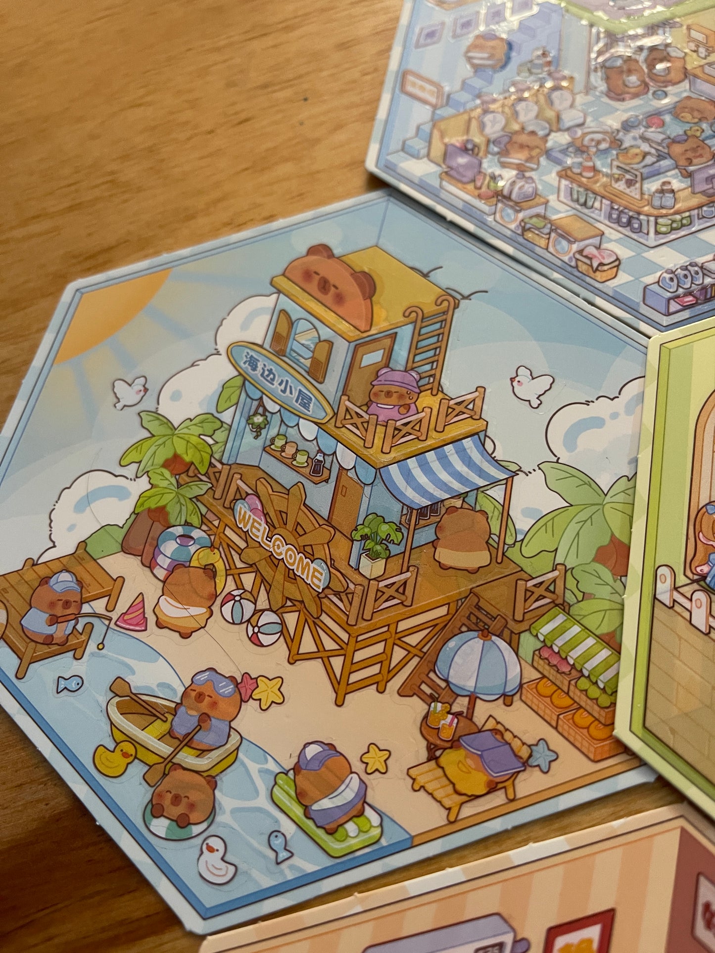 New DIY 3D Scene Stickers miniature scene hut storage collage cut-free pet sticker cartoon cute girl children decoration small pattern#131