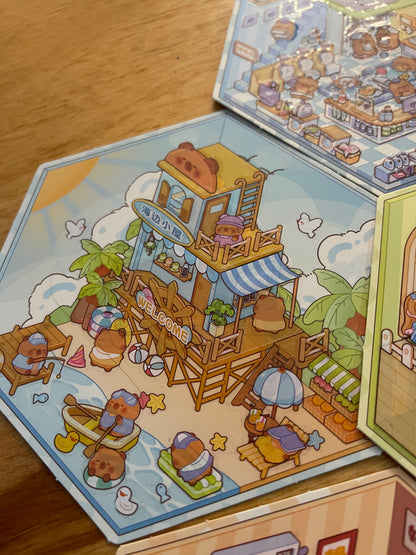 New DIY 3D Scene Stickers miniature scene hut storage collage cut-free pet sticker cartoon cute girl children decoration small pattern#131