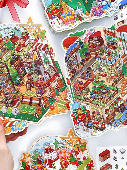 Infeelme's 25th play of DIY 3D Scene Stickers in open today, Christmas miniature scene stickers High difficulty#146