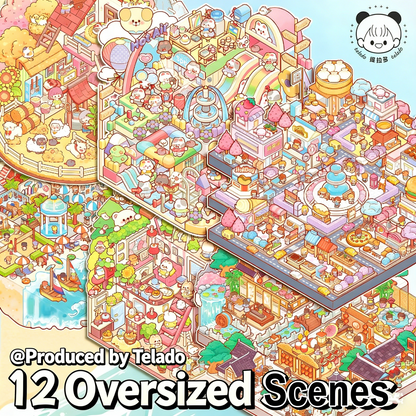 TELADO DIY 3D Scene Stickers collection book 2.0 landscaping sticker scene sticker hand account sticker 3D miniature cabin girl children's educational toy DIY hand account sticker decorative creative sticker#100
