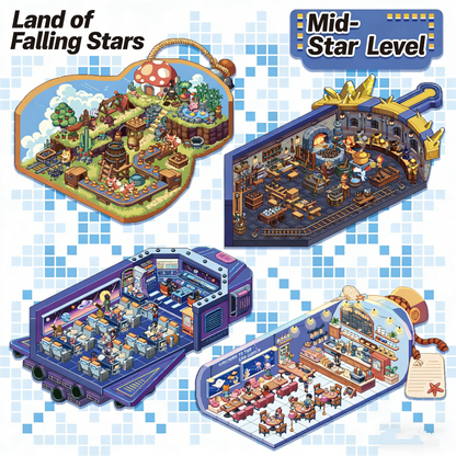 The Land of Falling Stars "all in special" pixel DIY 3D Scene Stickers, decompress DIY miniature scene #167