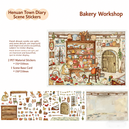 Meatball Puppy HeNuan Town Diary DIY 3D Scene Stickers, Hand Painted Series Watercolor Fairy Tale DIY Art Decorative Painting#213