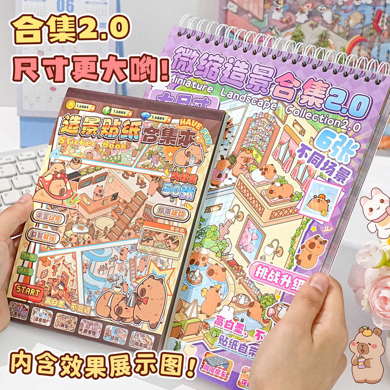 Capybara DIY 3D Scene Stickers Collection Book Large Miniature Scene #258