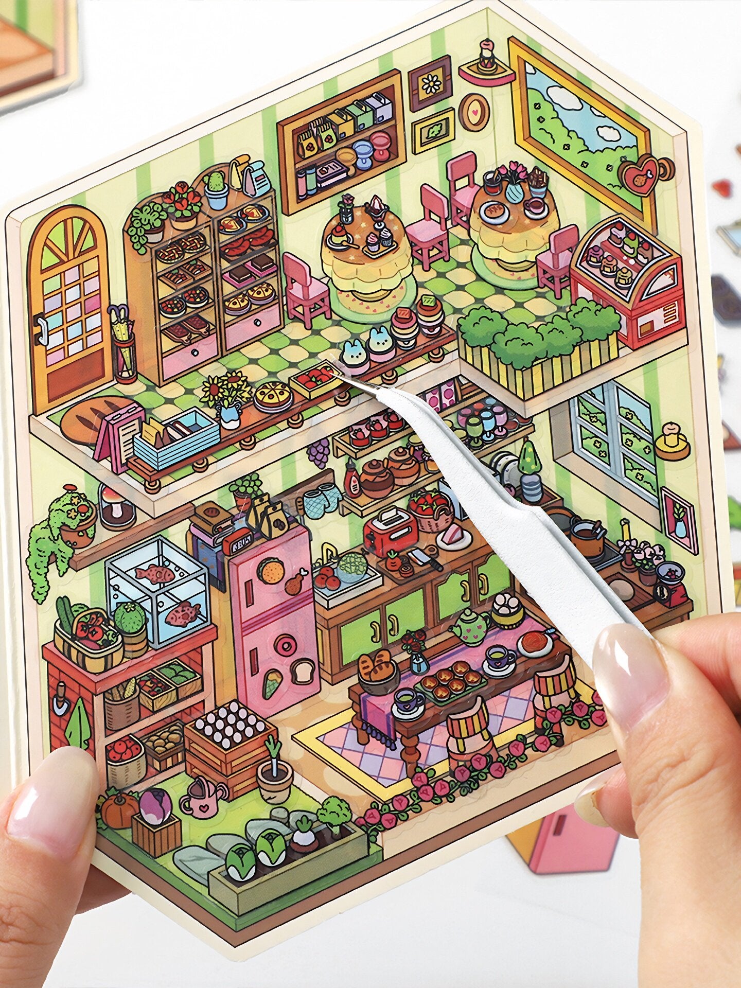 Infeelme's 19th play of DIY 3D Scene Stickers in open today, landscaping sticker cute DIY handmade miniature scene#137