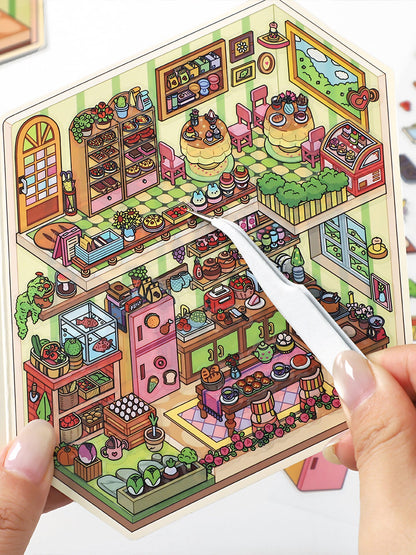 Infeelme's 19th play of DIY 3D Scene Stickers in open today, landscaping sticker cute DIY handmade miniature scene#137