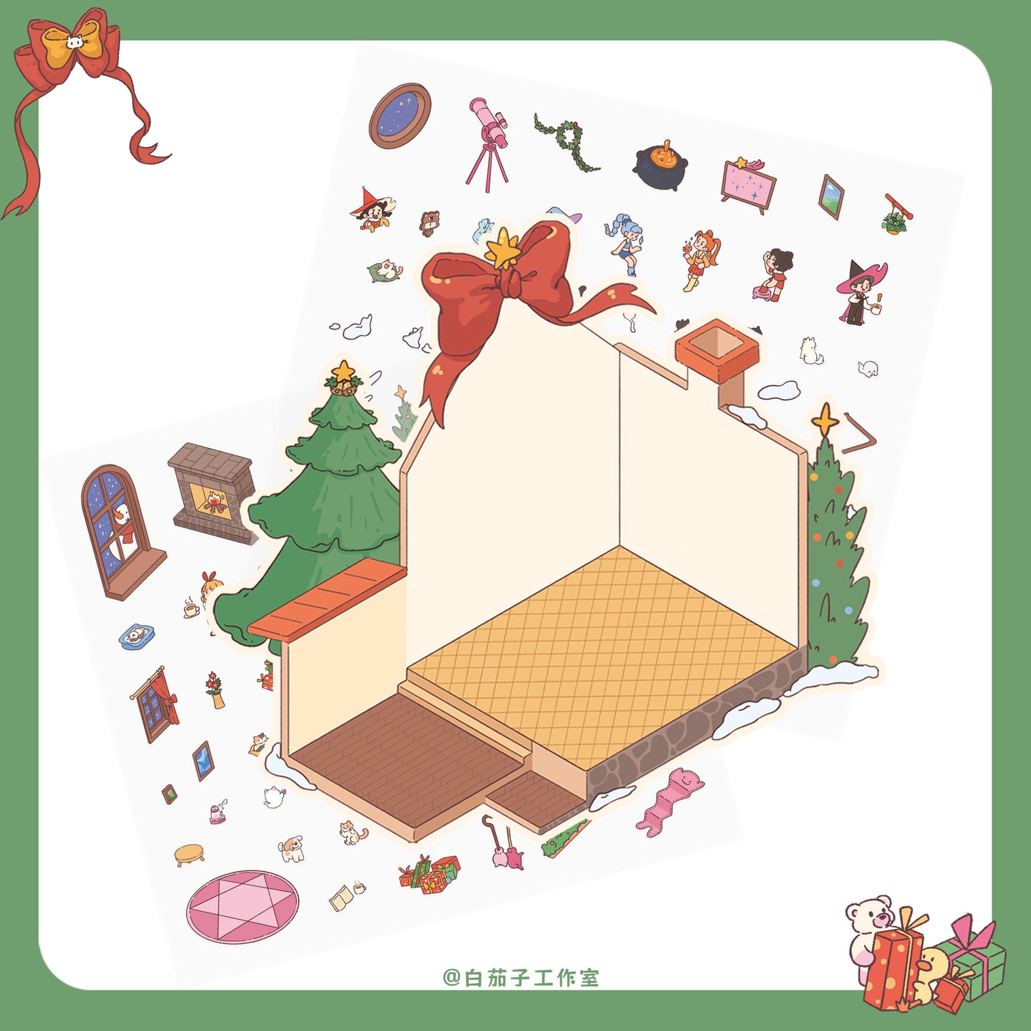 White eggplant [Christmas witch party] DIY 3D Scene Stickers #199