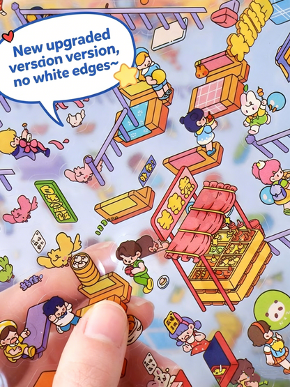 YiLan DIY 3D Scene Stickers 14.0 Large cute ocean food stall #238
