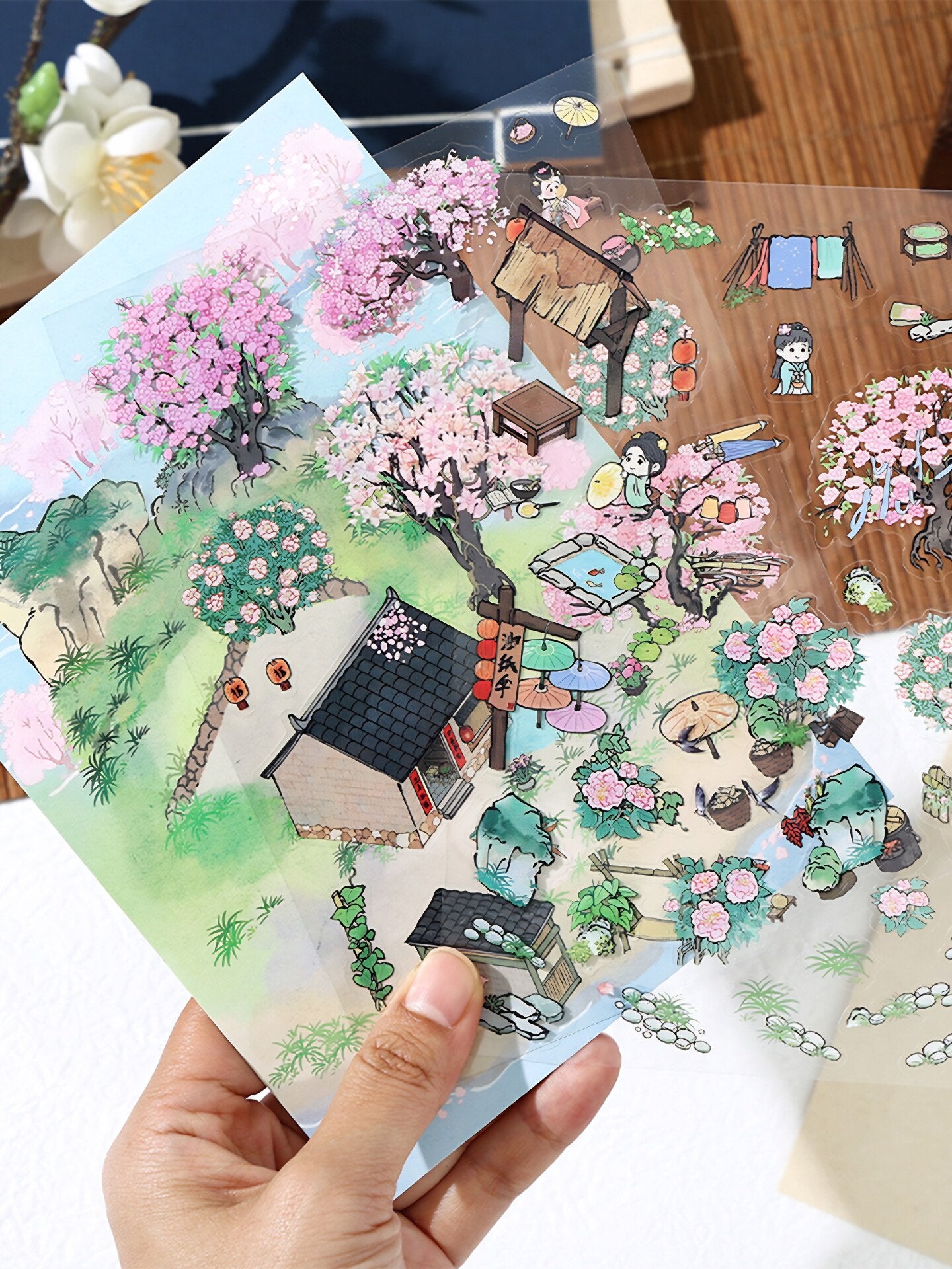 Infeelme's 4th play of DIY 3D Scene Stickers in open today, My Cabin Landscaping Sticker Large Antique Stereo DIY Miniature Scene Sticker#152