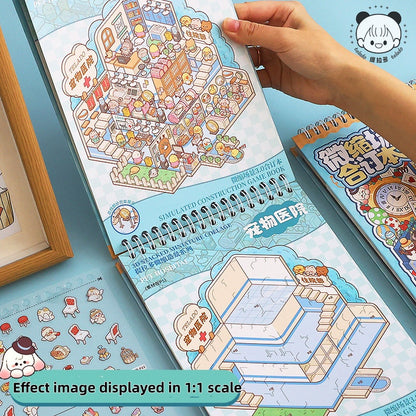 TELADO DIY 3D Scene Stickers bound book collection 3.0 landscaping sticker scene hand account sticker three-dimensional miniature hut girl children's educational toy DIY hand account decoration creative sticker#89