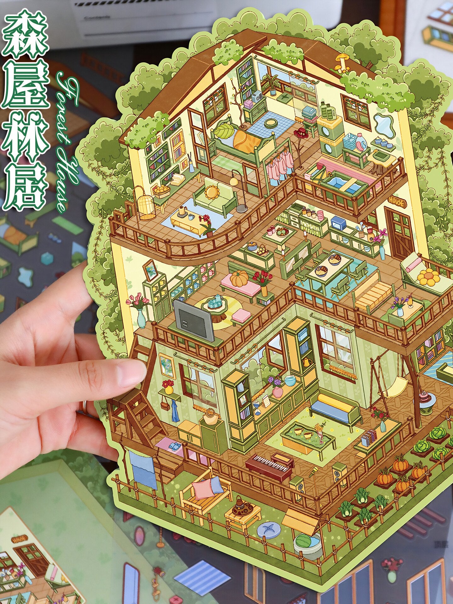 YiLan DIY 3D Scene Stickers 94.0 Queen Villa Forest Cabin Miniature Scene #256