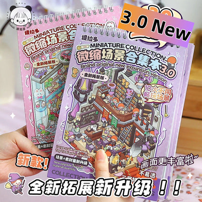 TELADO DIY 3D Scene Stickers collection book landscaping sticker hand account three-dimensiona#94l miniature hut girl children's toy hand account#94