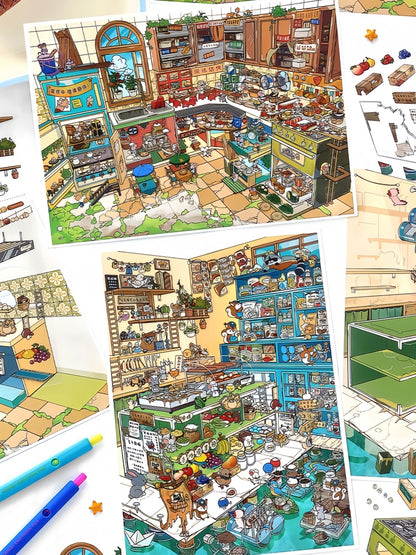 Infeelme's 36th play of DIY 3D Scene Stickers in open today, My Cabin Scene Miniature Landscaping Sticker Large#160