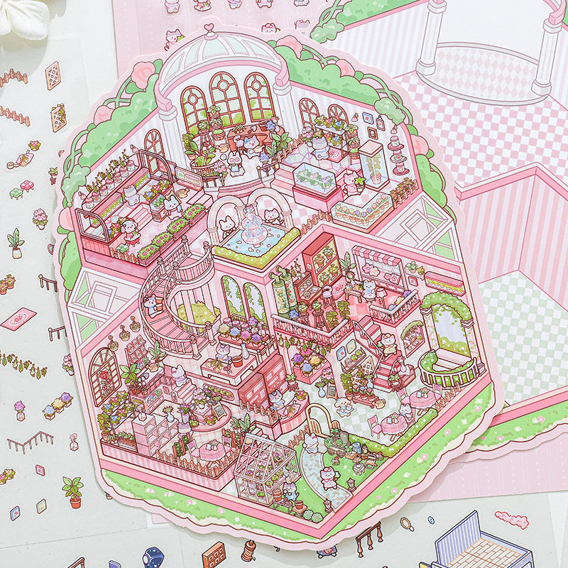 Meow Leisure Day | Large 3D Stereoscopic House DIY Stress Relief Stickers # 72