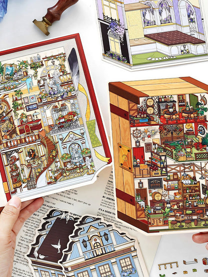 Infeelme's 19th play of DIY 3D Scene Stickers in open today, My Cabin Scene Miniature Landscaping Sticker Large#153