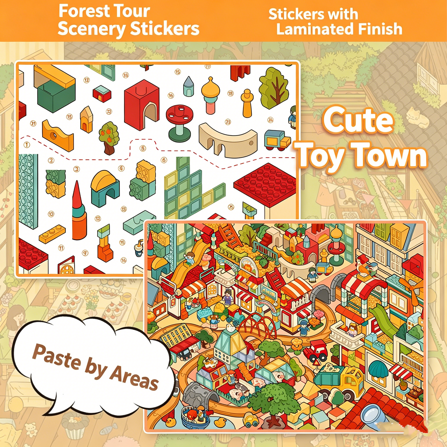 Senyou DIY 3D Scenes Stickers Large Version 36.0 building block town #273