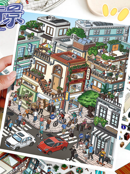 YiLan DIY 3D Scene Stickers 106.0 Special Oil Street View Stereo Cabin #229