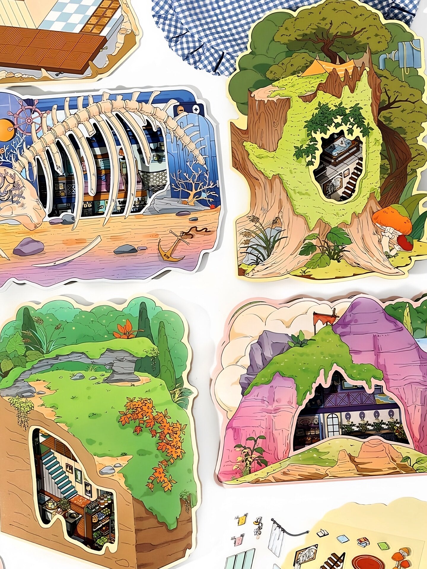 Infeelme's 7th play of DIY 3D Scene Stickers in open today, My Cabin 2.5D Landscaping Stickers Cute DIY Handmade Miniature Scene Stickers#148
