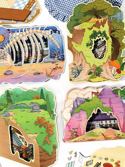 Infeelme's 7th play of DIY 3D Scene Stickers in open today, My Cabin 2.5D Landscaping Stickers Cute DIY Handmade Miniature Scene Stickers#148
