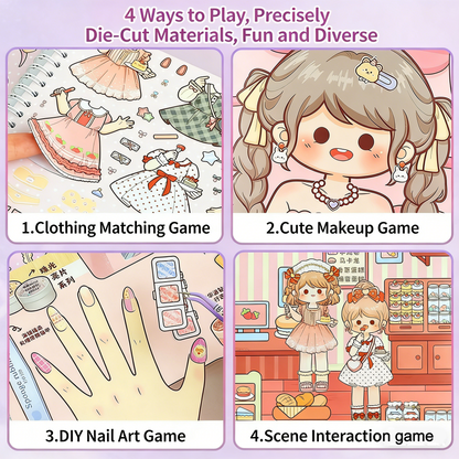 TELADO Beauty Girl Dress Manual Collection Book Girl Children's Educational Toys Princess Dress Up Sticker Book Cartoon Character Clothes Decoration Handbook Sticker Handbook Sticker Makeup Sticker Book#86