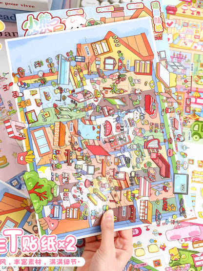 YiLan DIY 3D Scene Stickers 129.0 Large Cute Lattice Three-dimensional Cabin #231