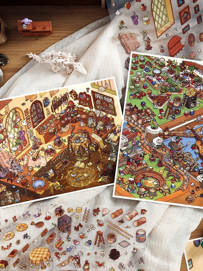 Infeelme's twelfth play of DIY 3D Scene Stickers in open today, my cabin large miniature scene decompression sticker#126
