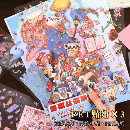 YiLan DIY 3D Scene Stickers 44.0 Large Size – Cat Paradise & Alice’s Dream #319