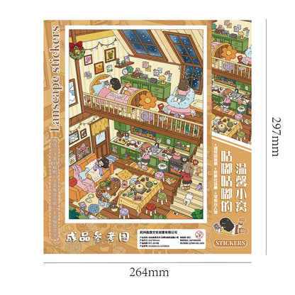 Senyou DIY 3D Scenes Stickers Large Version 30.0 Cute & Warm Loft Apartment Scene Stickers #302