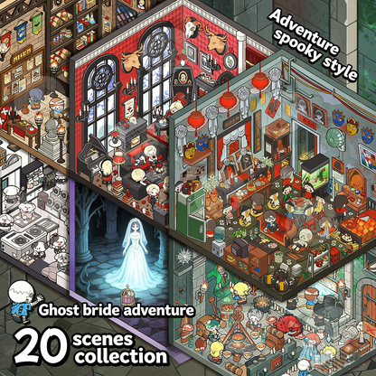 TELADO DIY 3D Scene Stickers collection book 4.0 micro-horror landscaping sticker scene hand account sticker three-dimensional miniature hut girl children's educational toys DIY hand account sticker decorative creative sticker#99