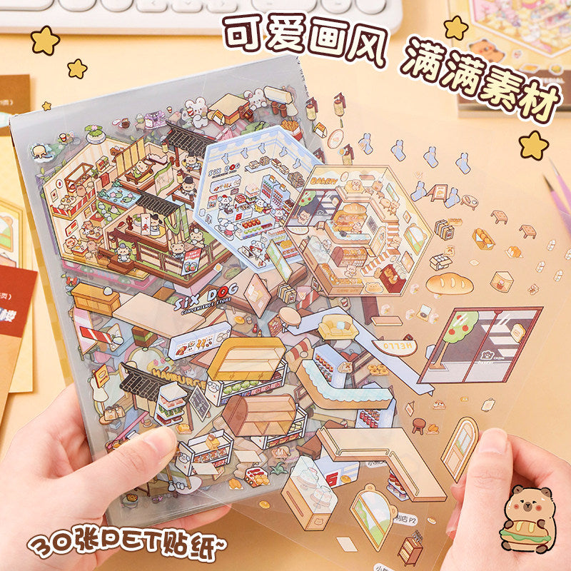 Capybara DIY 3D Scene Stickers Collection Book Large Miniature Scene #258
