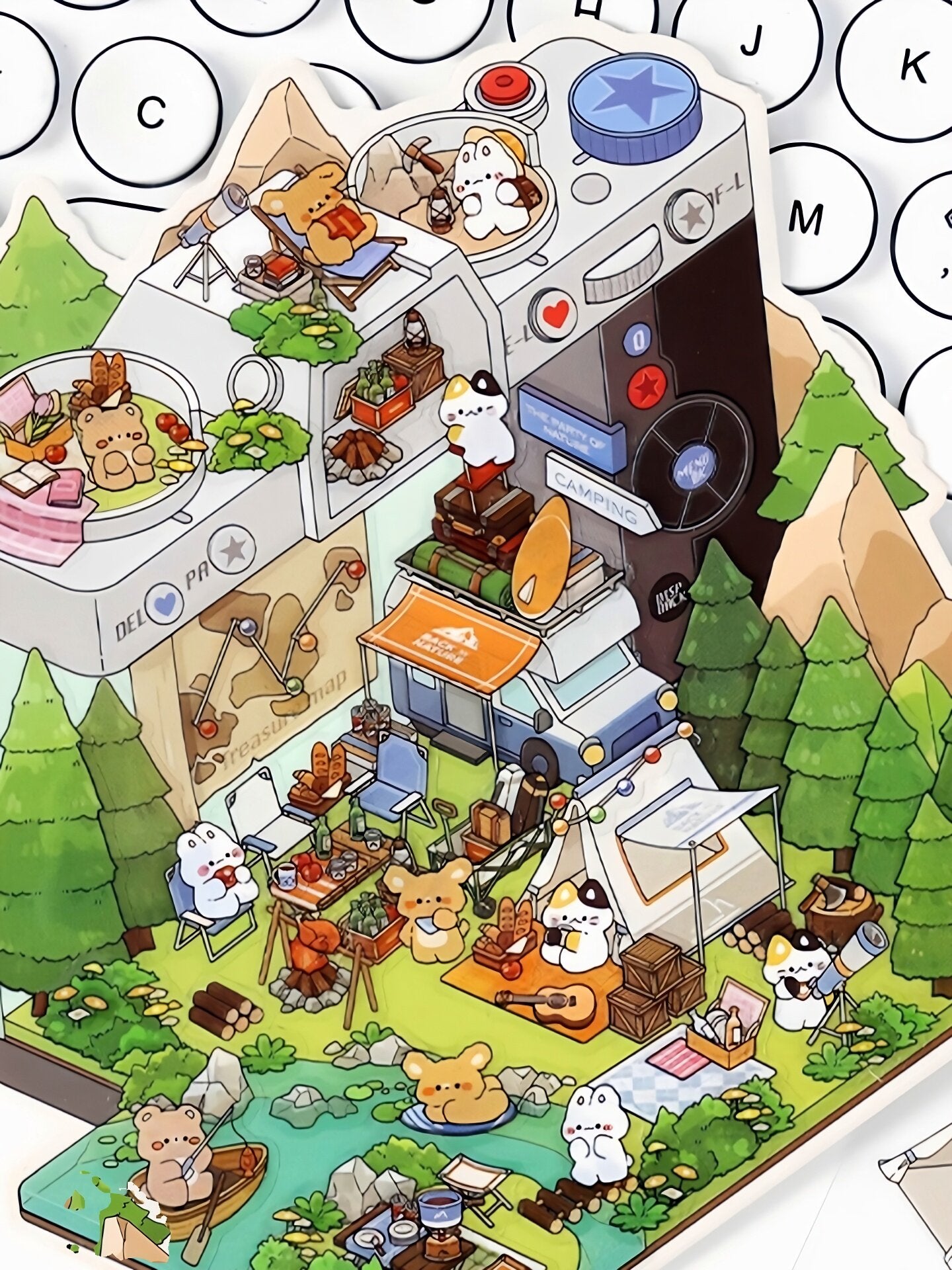 Infeelme's 6th play of DIY 3D Scene Stickers in open today,  landscaping sticker hut miniature scene sticker large#155