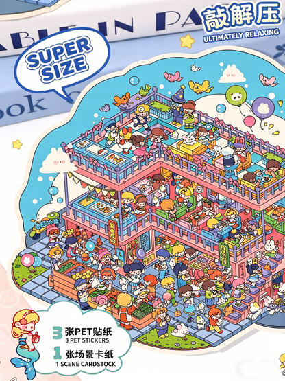 YiLan DIY 3D Scene Stickers 14.0 Large cute ocean food stall #238