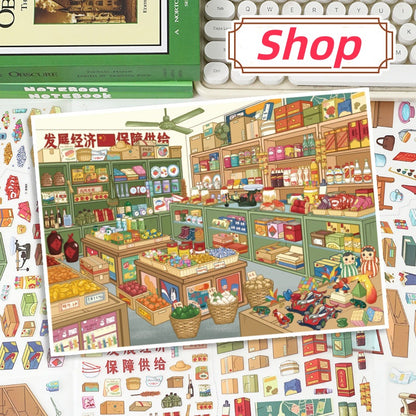 YiLan Sticker  146.0 DIY 3D Scene Stickers Miniature Scene Supermarket Cabin #224