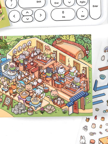 Infeelme's eighth play of DIY 3D Scene Stickers  in open today, 2.5D landscaping sticker large miniature scene three-dimensional hut sticker#110