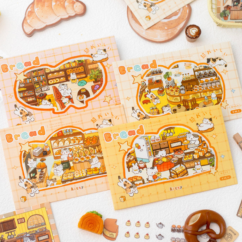Kitten Bakery Workshop | Cute Store Interior Mini House Scene Stickers # 79