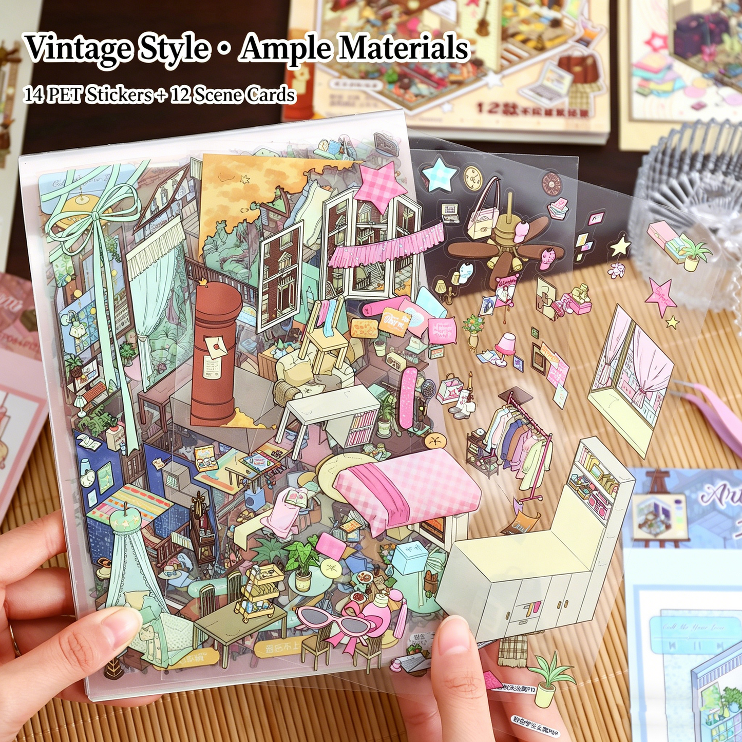 YiLan DIY 3D Scene Stickers [12 Scenes] Modern Architectural Art Miniature Scene Collection Book #331