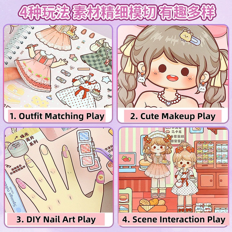 TELADO Beauty Girl Dressup Manual Collection Girl Children's Toys Princess Sticker Book Character Handbook Makeup#93