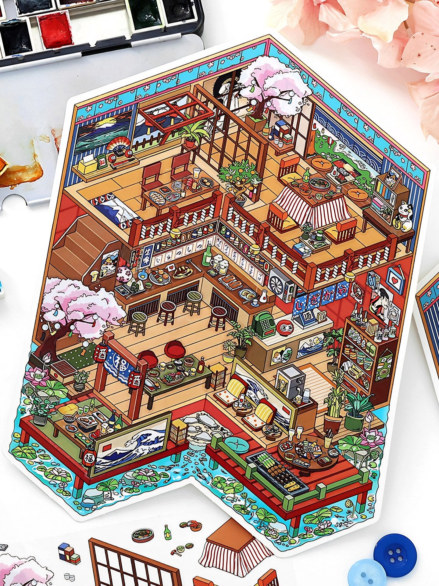 Infeelme's 23rd play of DIY 3D Scene Stickers in open today, Ancient Miniature Scene Sticker Large#128