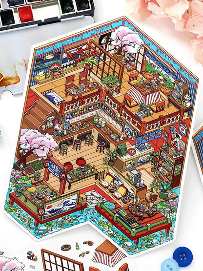 Infeelme's 23rd play of DIY 3D Scene Stickers in open today, Ancient Miniature Scene Sticker Large#128