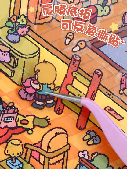 YiLan DIY 3D Scene Stickers 16.0 Cute Large Size 3D Cabin Doll Party #223